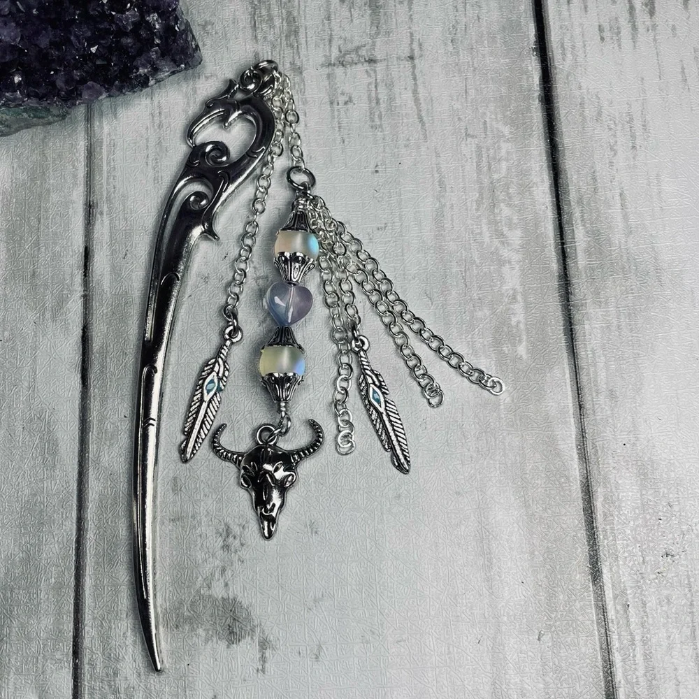 Artisan Moonstone Boho Hand Crafted Hairpin - Picture 4 of 14